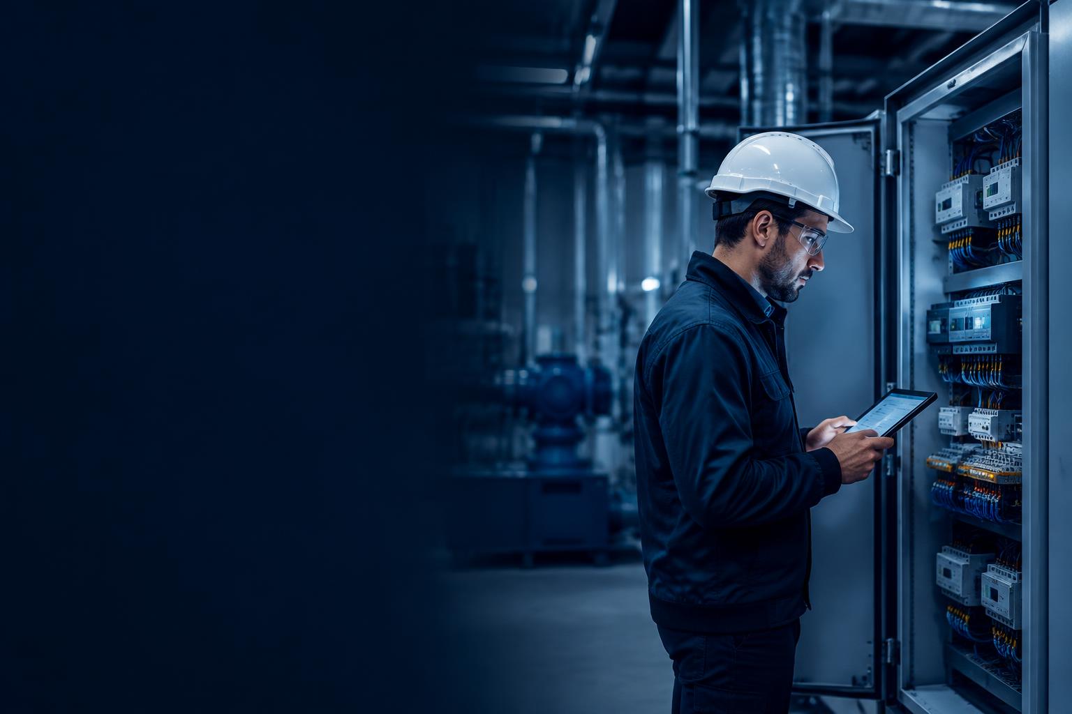 Engineer maintaining integrated building systems